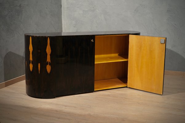 Mid-Century Italian Round Ebony Wood School Sideboard, 1980s-UH-1143966