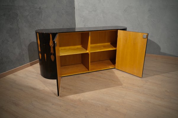 Mid-Century Italian Round Ebony Wood School Sideboard, 1980s-UH-1143966