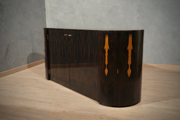 Mid-Century Italian Round Ebony Wood School Sideboard, 1980s-UH-1143966