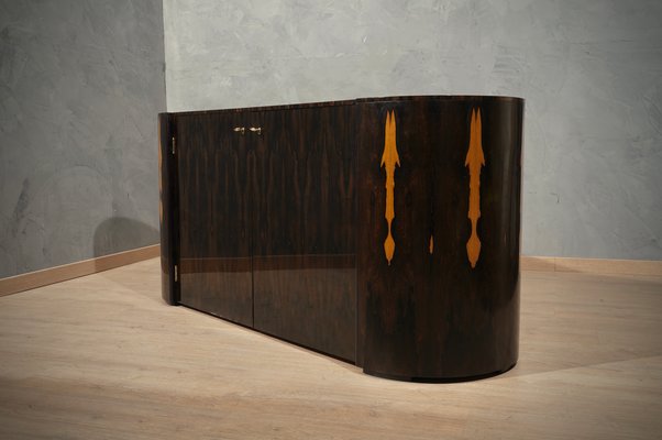 Mid-Century Italian Round Ebony Wood School Sideboard, 1980s-UH-1143966