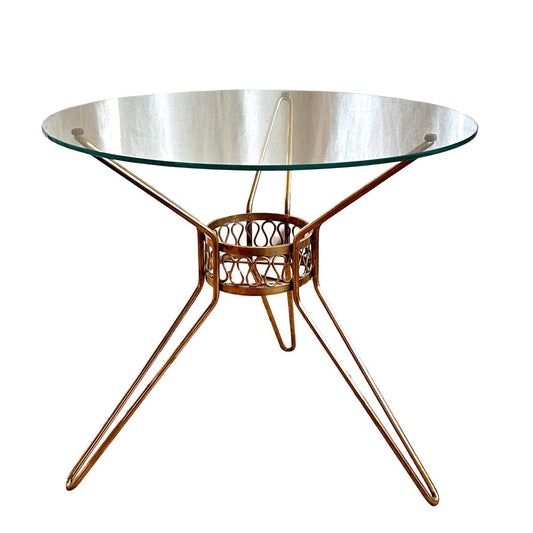 Mid-Century Italian Round Glass Coffee Table attributed to Cesare Lacca, 1950s