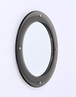 Mid-Century Italian Round Mirror with Beveled Smoked Glass attributed to Sena Cristal, 1970s-JDR-1736588