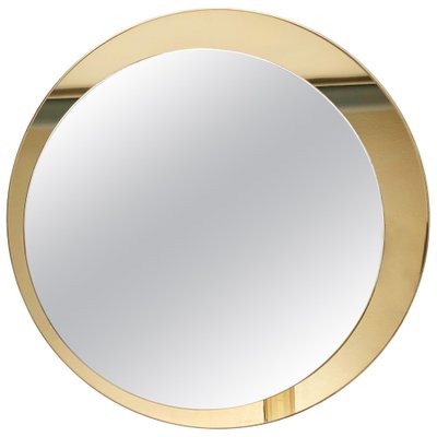 Mid-Century Italian Round Mirror with Double Brassed Gold Frame by Galimberti Lino, 1975-JDR-1126112