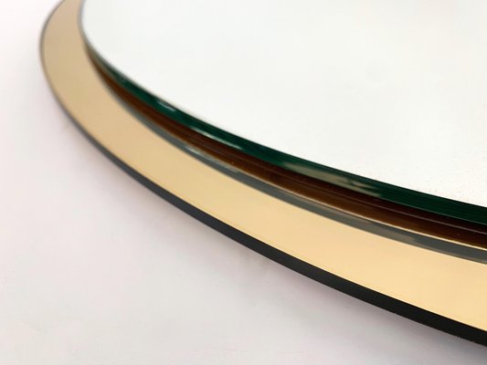 Mid-Century Italian Round Mirror with Double Brassed Gold Frame by Galimberti Lino, 1975-JDR-1126112