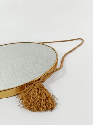 Mid-Century Italian Round Mirrors in Gilt-Metal with Tassels, 1950s, Set of 2-UIW-2026711