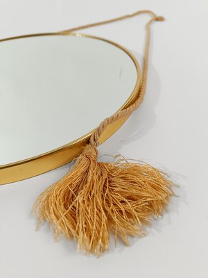 Mid-Century Italian Round Mirrors in Gilt-Metal with Tassels, 1950s, Set of 2-UIW-2026711