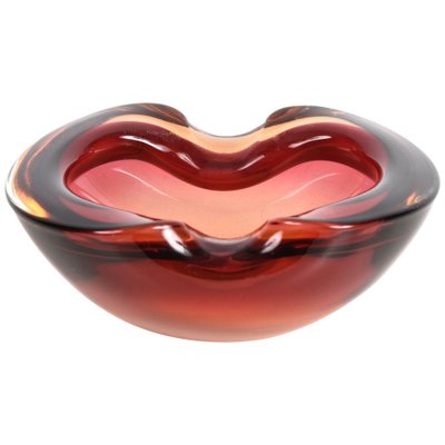 Mid-Century Italian Ruby Red Murano Sommerso Glass Bowl or Ashtray, 1960s-JDR-1125845