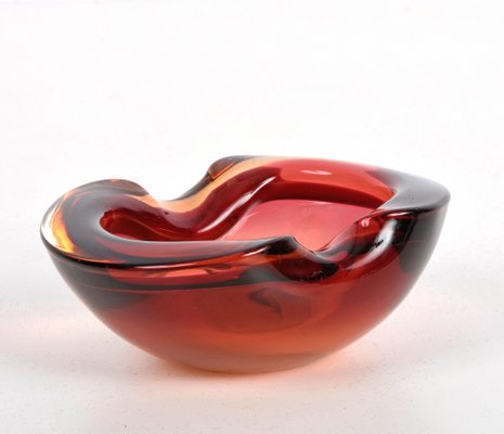 Mid-Century Italian Ruby Red Murano Sommerso Glass Bowl or Ashtray, 1960s-JDR-1125845