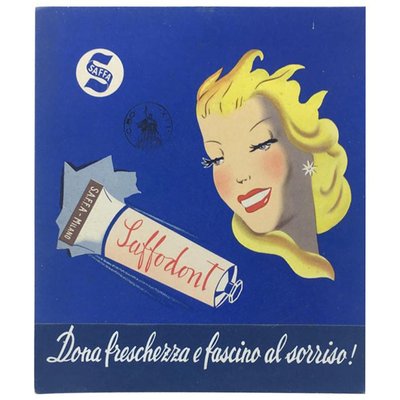 Mid-Century Italian Saffa Carton Toothpaste Advertising, 1950s-GDD-1096645