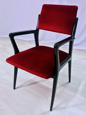 Mid-Century Italian Scarlet Red Velvet Armchairs, 1950s, Set of 2-MTX-1118653