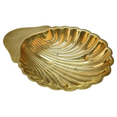 Mid-Century Italian Shell-Shaped Brass Bowl by Renzo Cassetti, 1960s