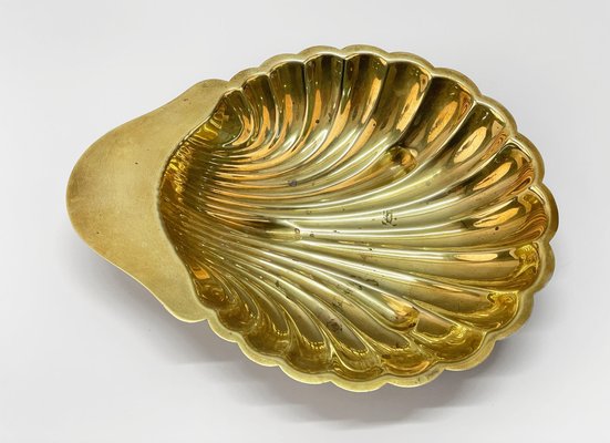 Mid-Century Italian Shell-Shaped Brass Bowl by Renzo Cassetti, 1960s