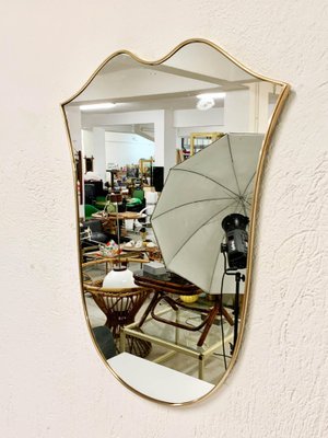 Mid-Century Italian Shield Shaped Brass Mirror by Gio Ponti, 1961-JDR-1126169