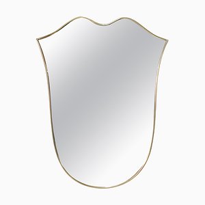 Mid-Century Italian Shield Shaped Brass Mirror by Gio Ponti, 1961-JDR-1126169