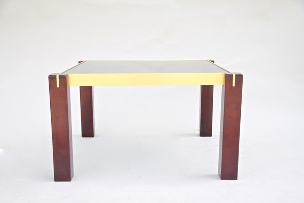 Mid-Century Italian Side Table with Brass Bars and Smoked Glass, 1960-TQA-1322077