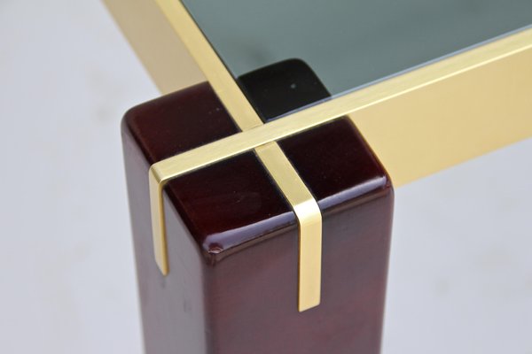 Mid-Century Italian Side Table with Brass Bars and Smoked Glass, 1960-TQA-1322077