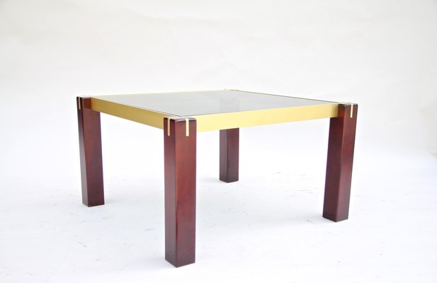 Mid-Century Italian Side Table with Brass Bars and Smoked Glass, 1960-TQA-1322077