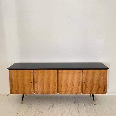 Mid-Century Italian Sideboard in Ash and Black Lacquered Wood, 1950s-FB-1594264