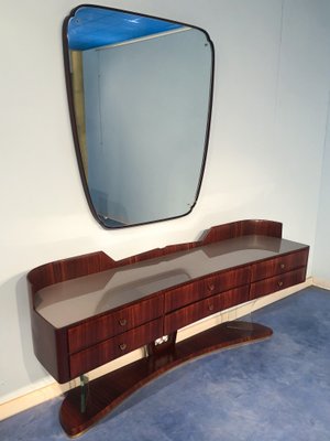 Mid-Century Italian Sideboard in Rosewood with Mirror by Vittorio Dassi, 1950s-MTX-1077483