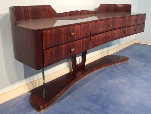 Mid-Century Italian Sideboard in Rosewood with Mirror by Vittorio Dassi, 1950s-MTX-1077483