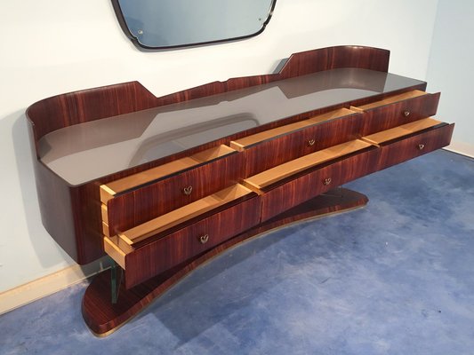 Mid-Century Italian Sideboard in Rosewood with Mirror by Vittorio Dassi, 1950s-MTX-1077483