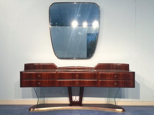 Mid-Century Italian Sideboard in Rosewood with Mirror by Vittorio Dassi, 1950s-MTX-1077483