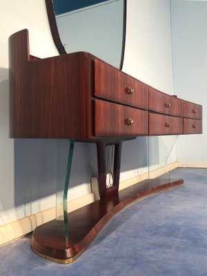 Mid-Century Italian Sideboard in Rosewood with Mirror by Vittorio Dassi, 1950s-MTX-1077483