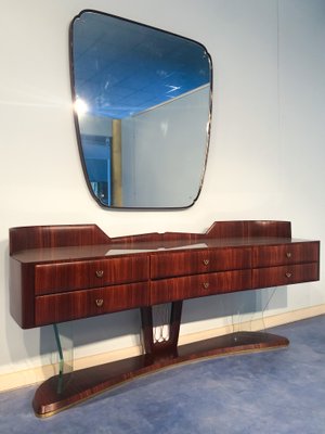 Mid-Century Italian Sideboard in Rosewood with Mirror by Vittorio Dassi, 1950s-MTX-1077483