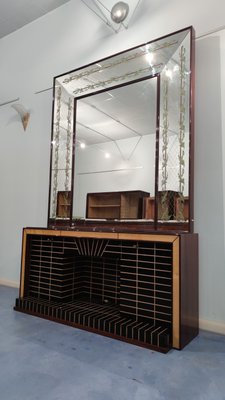 Mid-Century Italian Sideboard or Bar Cabinet with Mirror by Luigi Brusotti, 1940s-MTX-988606