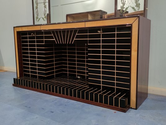 Mid-Century Italian Sideboard or Bar Cabinet with Mirror by Luigi Brusotti, 1940s-MTX-988606