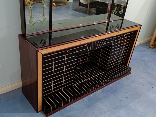 Mid-Century Italian Sideboard or Bar Cabinet with Mirror by Luigi Brusotti, 1940s-MTX-988606