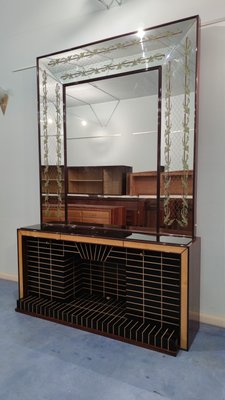 Mid-Century Italian Sideboard or Bar Cabinet with Mirror by Luigi Brusotti, 1940s-MTX-988606