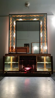 Mid-Century Italian Sideboard or Bar Cabinet with Mirror by Luigi Brusotti, 1940s-MTX-988606