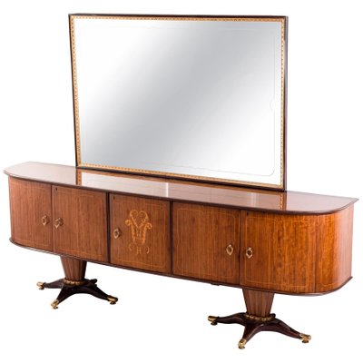 Mid-Century Italian Sideboard with Mirror Attributed to Paolo Buffa, 1950s, Set of 2-MBH-1032594