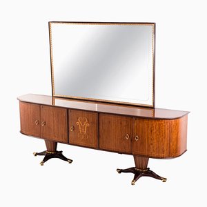 Mid-Century Italian Sideboard with Mirror Attributed to Paolo Buffa, 1950s, Set of 2-MBH-1032594