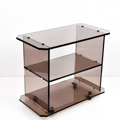 Mid-Century Italian Smoked Acrylic Glass Serving Trolley, 1980s-JDR-1125933