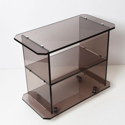 Mid-Century Italian Smoked Acrylic Glass Serving Trolley, 1980s-JDR-1125933