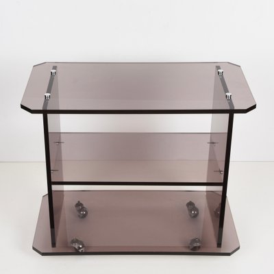 Mid-Century Italian Smoked Acrylic Glass Serving Trolley, 1980s-JDR-1125933