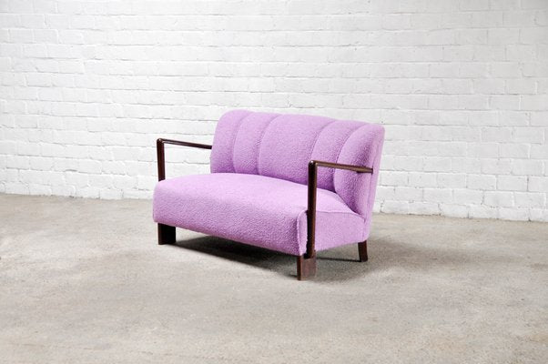 Mid-Century Italian Sofa in Purple Bouclé Wool, 1950s-WUY-1075303