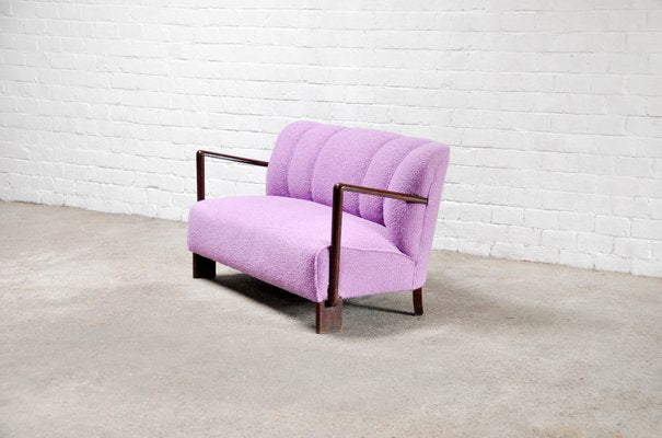 Mid-Century Italian Sofa in Purple Bouclé Wool, 1950s-WUY-1075303