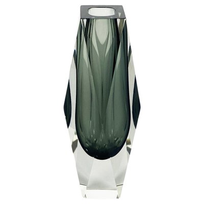 Mid-Century Italian Sommersi Vase in Gray Murano Glass, 1970s-GDD-1249707