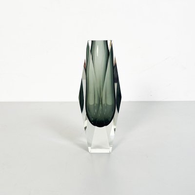 Mid-Century Italian Sommersi Vase in Gray Murano Glass, 1970s-GDD-1249707