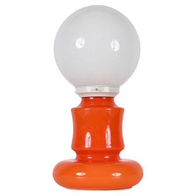 Mid-Century Italian Space Age Orange and White Murano Glass Table Lamp, 1970s-JDR-1441779