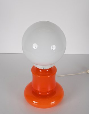 Mid-Century Italian Space Age Orange and White Murano Glass Table Lamp, 1970s-JDR-1441779