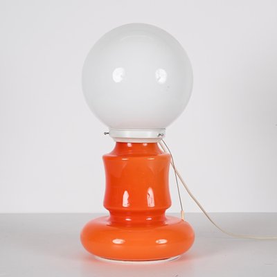 Mid-Century Italian Space Age Orange and White Murano Glass Table Lamp, 1970s-JDR-1441779