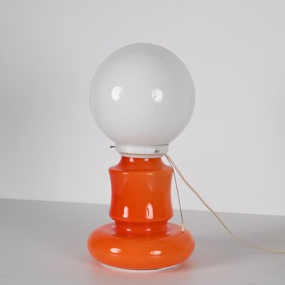 Mid-Century Italian Space Age Orange and White Murano Glass Table Lamp, 1970s-JDR-1441779