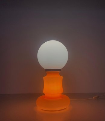 Mid-Century Italian Space Age Orange and White Murano Glass Table Lamp, 1970s-JDR-1441779