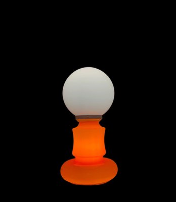 Mid-Century Italian Space Age Orange and White Murano Glass Table Lamp, 1970s-JDR-1441779