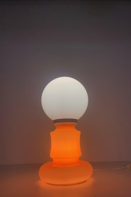 Mid-Century Italian Space Age Orange and White Murano Glass Table Lamp, 1970s-JDR-1441779