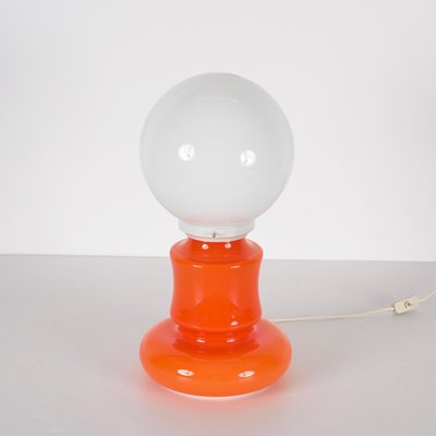 Mid-Century Italian Space Age Orange and White Murano Glass Table Lamp, 1970s-JDR-1441779